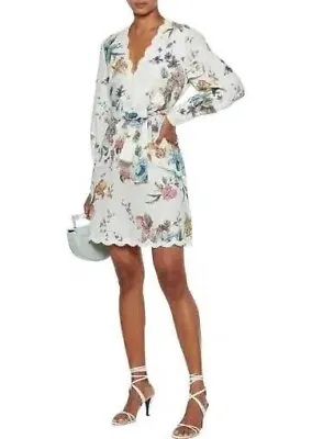 Zimmermann Ninety Six Scallop Dress Floral Linen Mini Long Sleeve Day Tea Size 0 • $375