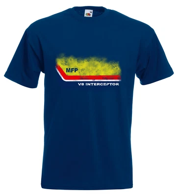 £10.99 • Buy Mad Max MFP T Shirt Pursuit Retro Movie V8 Interceptor Car Navy Blue All Sizes