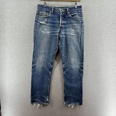 APC Mens Jeans Blue 29X29 Selvedge 100% Cotton Slim Fit Distressed Button Fly • $29.90