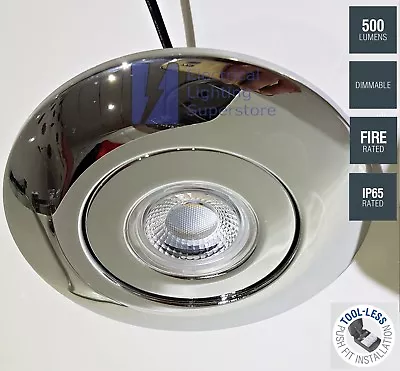 Chrome IP65 Bathroom Shower Ceiling Converter LED Downlight Large Hole R63 R80 • £18