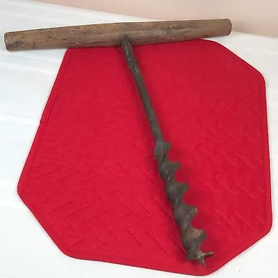 Antique Primitive T Handle Wood Auger Barn Beam Hand Drill 1  Latane Forge #5 • $27