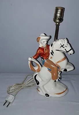 Vintage Cowboy Riding On A Horse Ceramic Lamp Working No Shade • $89.99