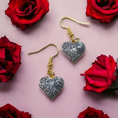 Beeloved Sparkly Heart Earrings Glitter Hearts Lovely Heart Dangle Earrings  • £2.99