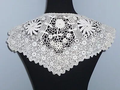 Antique Lace Collar Irish Crochet Lace Dress Front Vintage Handmade Lace • $68