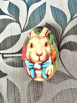 Vintage  Dept 56  Metal  GARDEN BUNNY  Easter Egg Tin • $8