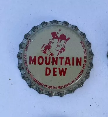 MOUNTAIN DEW Pepsi Cola SODA Crown Bottle Cap Top Cork Acl Cone BANGOR ME Tin • $3.49