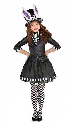 Girls Kids 4 Piece Mad Hatter Alice Fairytale Book Day Fancy Dress Costume • £19.99