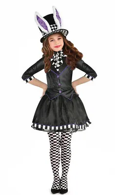 £19.99 • Buy Girls Kids 4 Piece Mad Hatter Alice Fairytale Halloween Fancy Dress Costume
