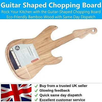 Bamboo Wood Chopping Cutting Serving Cheese Board Guitar Shaped Great Gift Idea • £13.95