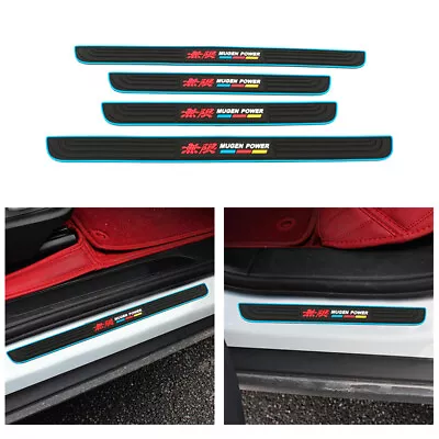 MUGEN Blue Border Rubber Car Door Scuff Sill Cover Panel Step Protector • $12.88