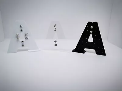 Acrylic Stud Earring Holders A-Z Personalized Display Stand Clear White Black • £3.99