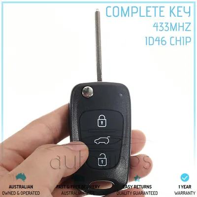 $37.99 • Buy Fits HYUNDAI I30 I20 Elantra 3 Button 433MHz ID46 Chip Remote Complete Flip Key
