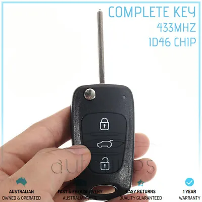 Fits HYUNDAI I30 I20 Elantra 3 Button 433MHz ID46 Chip Remote Complete Flip Key • $39.99