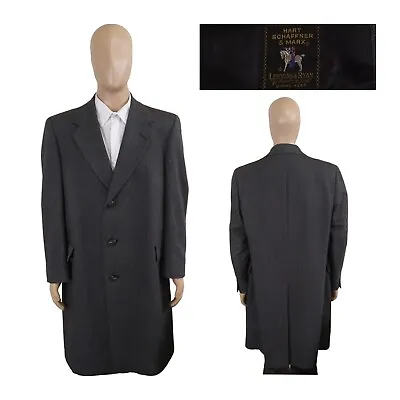Vintage Late 1960s Hart Schaffner Marx Gray Herringbone Tweed Overcoat Size 44 • $89.99