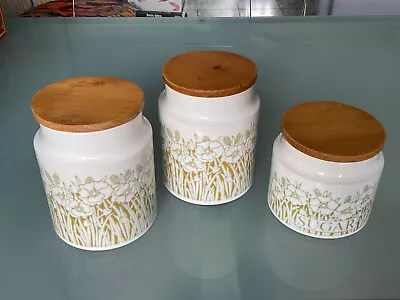 3 X Hornsea Fleur Storage Jars 1977 Small Sugar Jar 2 X Medium Un Named Jars • £14.50