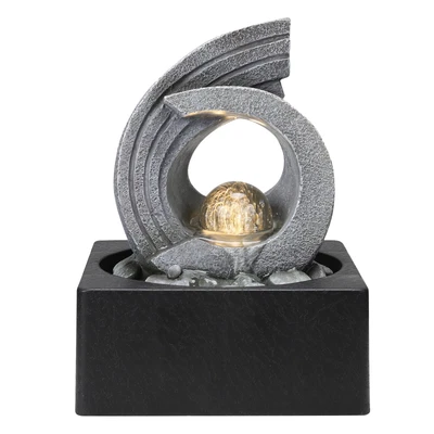 £25.95 • Buy Modern Tabletop Fountain Polyresin Garden Water Feature With Light Rolling Ball