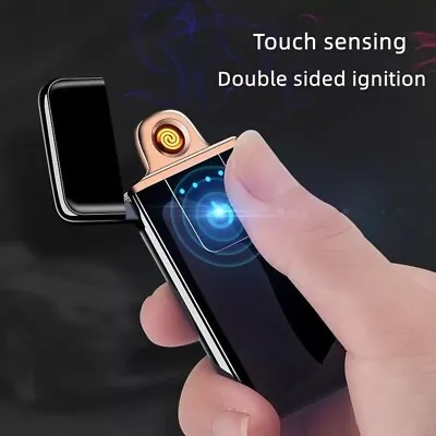 Slim Electric Plasma Rechargeable Flameless Arc Lighter USB Double Touch Sensor • £3.99