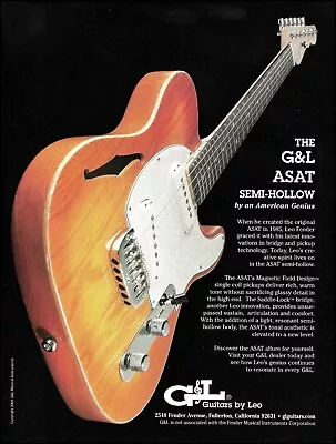 G&L ASAT Semi-Hollow Guitar Designed By Leo Fender Advertisement 2004 Ad Print • $4