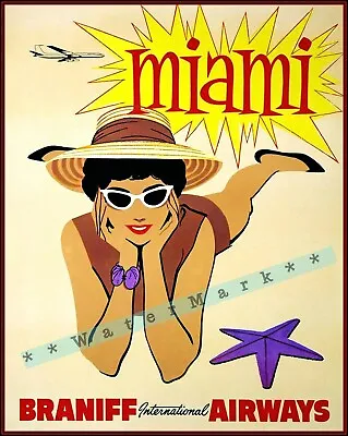 Miami Florida 1950 Travel Art Vintage Poster Print Retro Style Art Decoration • $21.58
