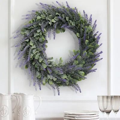 Spring Artificial Lavender Front Door Wreath Home Decor Window Wall Party 42cm • £9.95