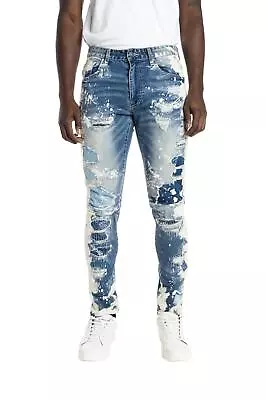 Smoke Rise Men's Fashion Stretch Denim Jean With Various Detail Marshall Blue • $54.99