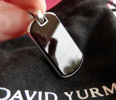 David Yurman Sterling Silver 35mm Black Onyx Streamline Dog Tag Pendant • $419