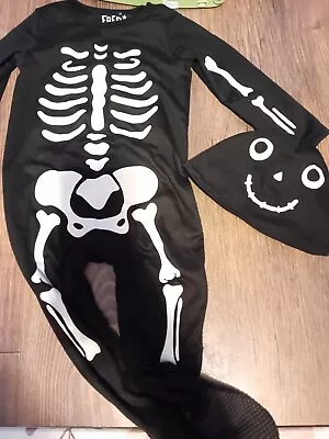 F&f Halloween Skeleton Romper Sleepsuit With Hat 12-18 Months • £4