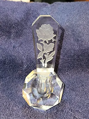 Vintage Irice Faceted Crystal Glass 4  Perfume Bottle W/Stopper. • $19.95