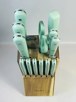 MARTHA STEWART Everyday 14 Piece Turquoise Blue Stainless Steel Cutlery Set • $35.59