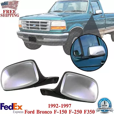 Power Mirrors Manual Foldg Chrome LH & RH Side For 92-97 Ford Bronco F-150 F350 • $85