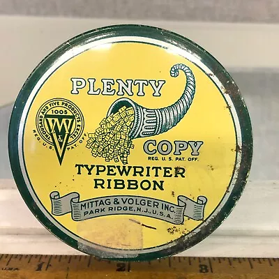 Vintage Typewriter Round Ribbon Tin Mittag & Volger Plenty Copy  Empty Tin(154 • $9.95