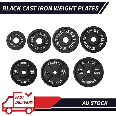 $25 • Buy 1.25kg To 5kg Olympic Black Cast Iron Weight Plates Gym Thinner Thickness 