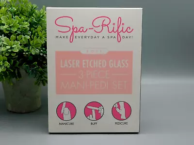 Spa-Rific Rose Laser Etched Glass Mani-Pedi 3 PC Set New In Box NOT SEALED • $28.78