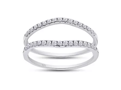 1/4ct Round Lab Created Moissanite Curved Enhancer Guard Ring Sterling Silver • $35.77