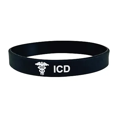 ICD Medical Alert Wristband ID Band Silicone Subcutaneous Cardioverter Defib • £5.99