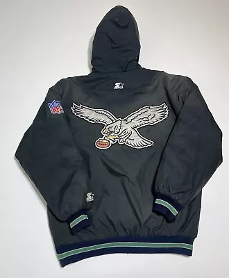 VTG 90s Philadelphia Eagles NFL Starter Jacket Parka Full Zip Hoodie Mens M • $319.99