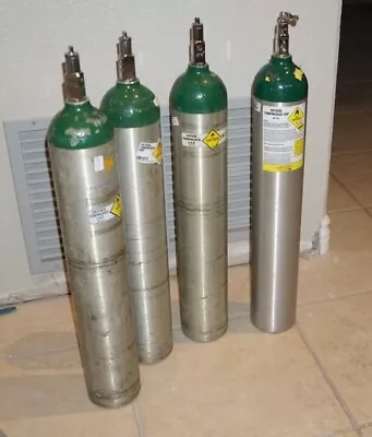 Medical ALUMINUM Oxygen O2  4X Tanks Cylinders Size E  Empty  Home Healthcare • $99.95