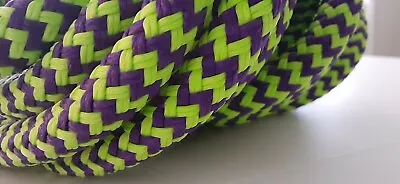 9/16 X 50 Ft. Double Braid-Yacht Braid Polyester Rope. Herringbone Lime/ Purple • $45