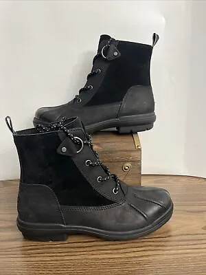 UGG Hapsburg Duck Boot - Black Leather/ 1120785/ Women’s Size 8 (Waterproof) • $79.99