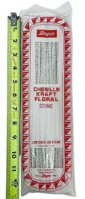 12  Vintage Bryco Chenille Kraft Stems Pipe Cleaners 100 Per Pack White Craft • $16.95