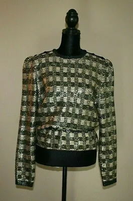 Vintage St John Saks Fifth Avenue Knit Top Black Jacket Womens Size Large 1980s • $99.99