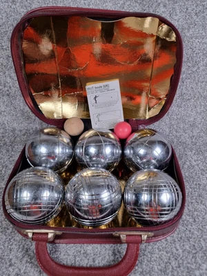 £49.99 • Buy OBUT Boules Petanque Dog Bowls Chrome X 6 + Case + Instructions Vintage 