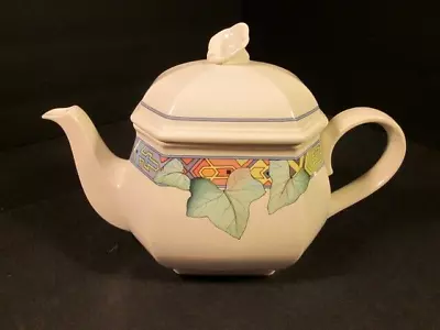 Villeroy & Boch PASADENA Tea Pot W/Lid Excellent ~ Green Leaves Multicolor • $98.95