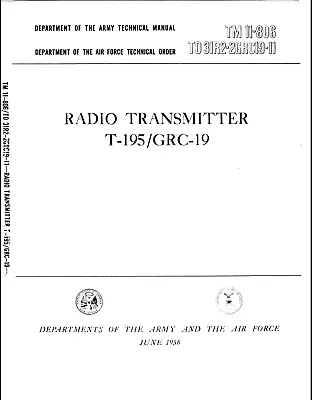 1151 Page Army AN/GRC-19 R-392/URR T-195 RADIO SET TM Historic Manuals On CD • $14.99
