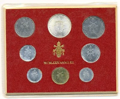 1974 VATICAN - OFFICIAL MINT BU SET (8) W/ SILVER 500 LIRE - POPE PAUL VI • $34.99