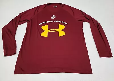 Under Armour T-Shirt Adult Mens XL Red United States Marine Corps Long Sleeve • $19.99