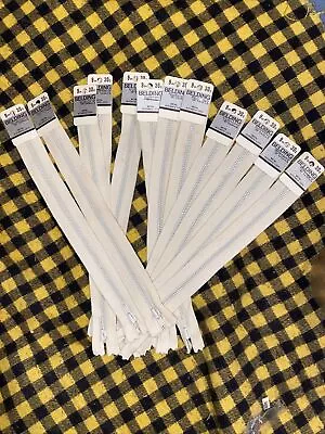 12 Lot New 9” YKK Zipper Tone Off White Metal Automatic Lock NOS Belding #572 • $3.50