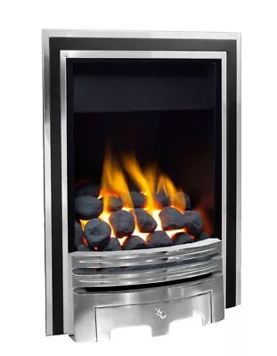 GAS FIRE BLACK CHROME SLIDE SIDE CONTROL COAL FULL DEPTH HIGH 4kw HEAT • £389.99