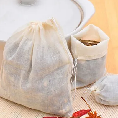 10x Large Cotton Muslin Drawstring Reusable Bags For Soap Herbs Tea 10*15cm UK • £4.13