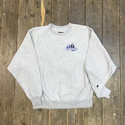 Champion Sweatshirt Reverse Weave Y2K Graphic Jumper Grey Mens Large • £25